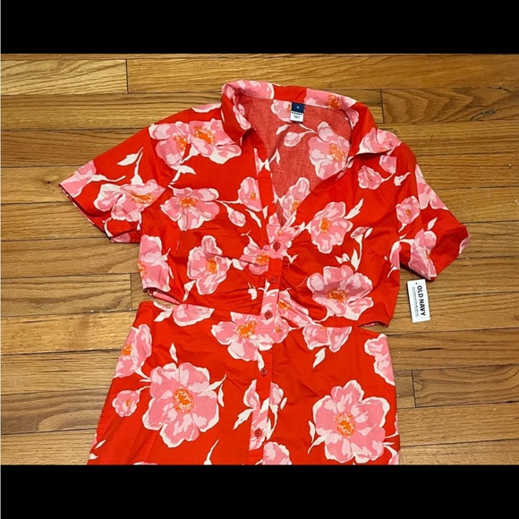 NWT Old Navy Cutout Midi Shirt Dress - Picture 4 of 7